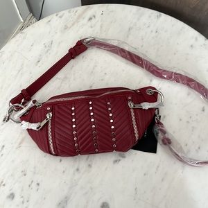 ZARA Cherry Red Studded Fanny Pack/Hip Belt